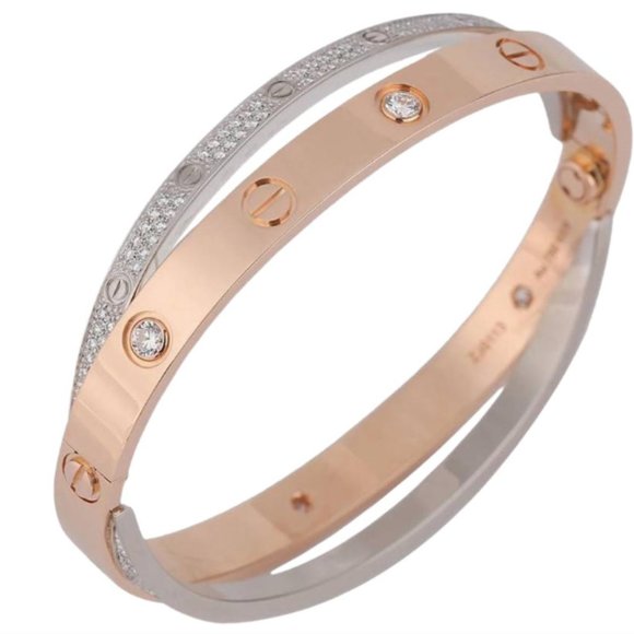 **SOLD** Cartier Love Bracelet White Gold Pave Diamond & rose gold 6 diamonds - Picture 6 of 10